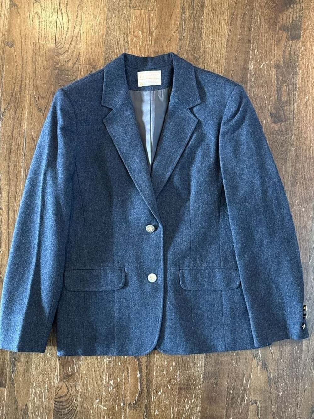 Vintage Pendleton 100% Virgin Wool Gray Blazer with Nautical Ship Buttons